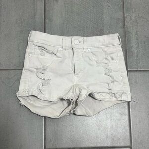 Women's Distressed White Denim Shorts